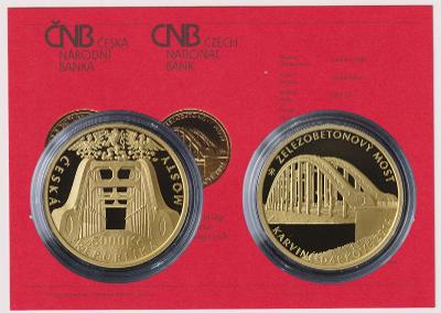 Zlatá minca Kč 2014 Železobetónový most v Karvinej Proof