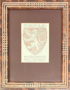 Alfons MUCHA, zinkografie, Ni zisk, Ni slávu, 22 x 19 cm, sklo, rám