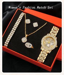 Dárkový dámský set hodinky, náramek, náušnice, náhrdelník 