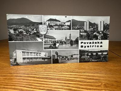 Podlouhlá stará pohlednice - POVAŽSKÁ BYSTRICA 
