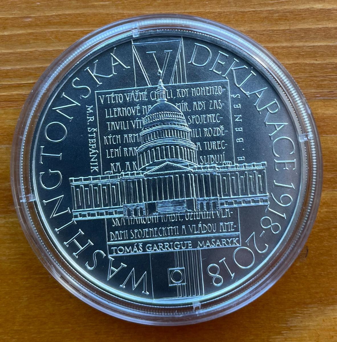 500Kč PSM k 100. výročiu Washingtonskej deklarácie - Numizmatika