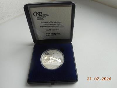 Lokomotiva Albatros 498 pamětní stříbrná mince proof 500,-kč rok 2021