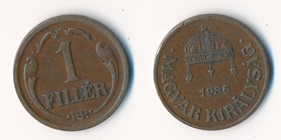 Maďarsko 1 fillér 1936