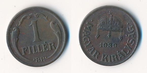 Maďarsko 1 fillér 1939