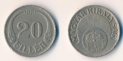 Maďarsko 20 fillér 1939