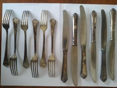 Príbory vidličky a nože 6+6 ks, alpaka, Berndorf č. 1000205