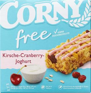 Corny - Free, Cereálne tyčinky, Čerešňa a Brusnicový jogurt, 6x 20g