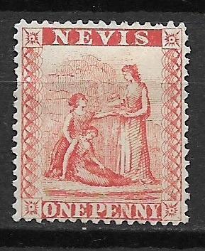 Britská kolonie Nevis One Penny 1866 SG9