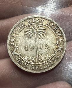 Západní Afrika 1 Shilling 1913 Ag XF č00712