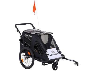 Cyklistický vozík 440-017, pre 2 deti, čierny, 160 x 83 x 96 cm - A