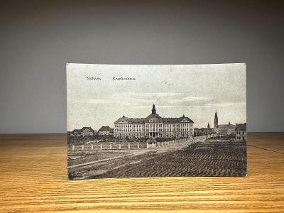 stará pohlednice - BUDWEIS KRANKENHAUS , ČESKÉ BUDĚJOVICE NEMOCNICE