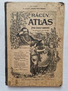 Starožitný Rácův atlas ca 1908 Mapa Čechy Morava Rakousko-Uhersko