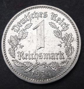 Třetí Říše -- 1 Reichmark 1937E -nádherná - vzácná