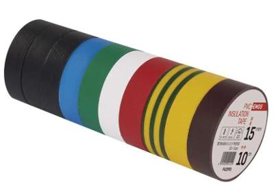 E 10x Izolační elektrikářská páska PVC 15 mm / 10 m mix + doklad