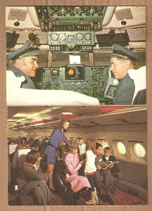 2x IL 62 - piloti letuška letadlo kabina... - VF pohlednice /20a