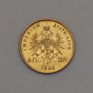 Zlatý Čtyřzlatník FJ I. 1883 bz - Velmi Vzácný!