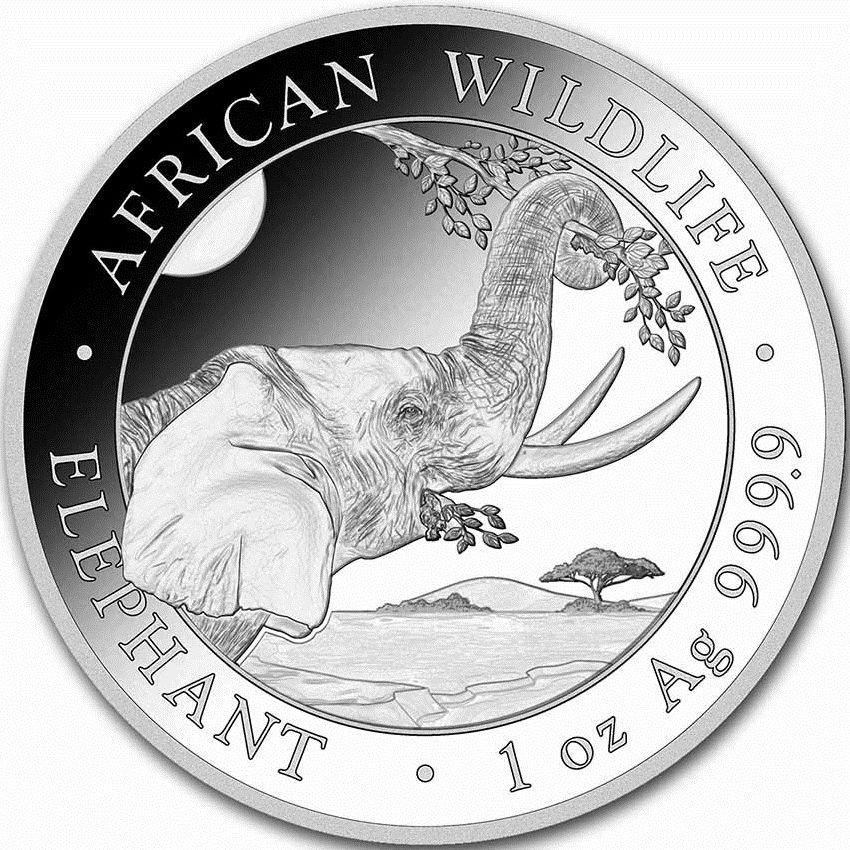 Strieborná minca 1oz Somálsky slon 2023 Somali Elephant African Wildlife - Numizmatika