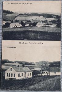 Skrbovice - Schreiberseifen - Široká Niva - hospoda, škola - cca 1915