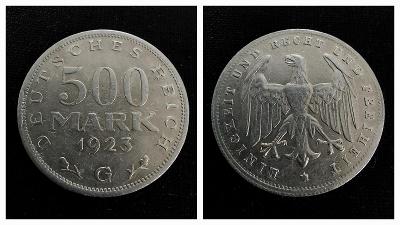 💢 Stará mince - 500 Marek Mark 1923 G Německo / 192 💢