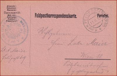 RU 1915 Feldpost nr. 69 * Feldpostkarte, pečiatka, regiment * F036
