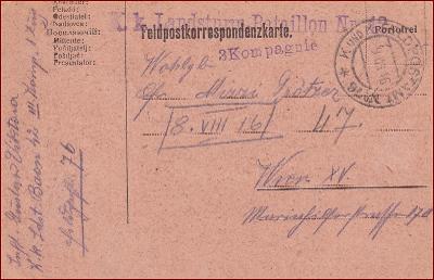 RU 1916 Feldpost nr. 76 * Feldpostkarte, pečiatka, regiment * F058