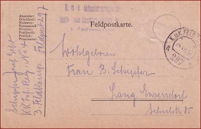 RU 1917 Feldpost nr. 297 * Feldpostkarte, pečiatka, regiment * F082