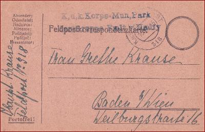 RU 1916 Feldpost nr. 318 * Feldpostkarte, pečiatka, regiment * F084