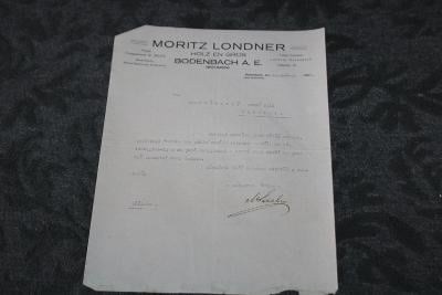 Dokument Účet - Bodenbach A. E. 1920 Moritz Londner