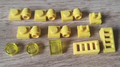 LEGO různé i speciální dílky 1x1, 1x2 - žluté