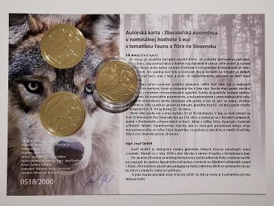 5€ SR 2021 Vlk dravý + autorská karta, jen 2000 ks