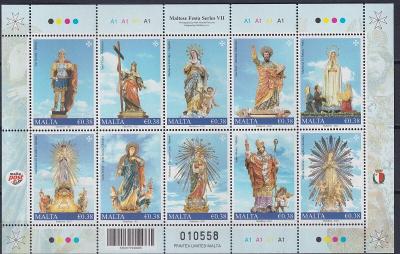 Malta 2023 Známky aršík 2258-2267 ** svätca svätý umení sochárstvo