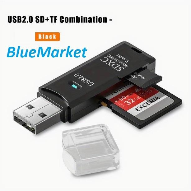 Čtečka karet multifunkční SD TF 2v1 USB 2.0/ Card Reader - Black/White - Počítače a hry
