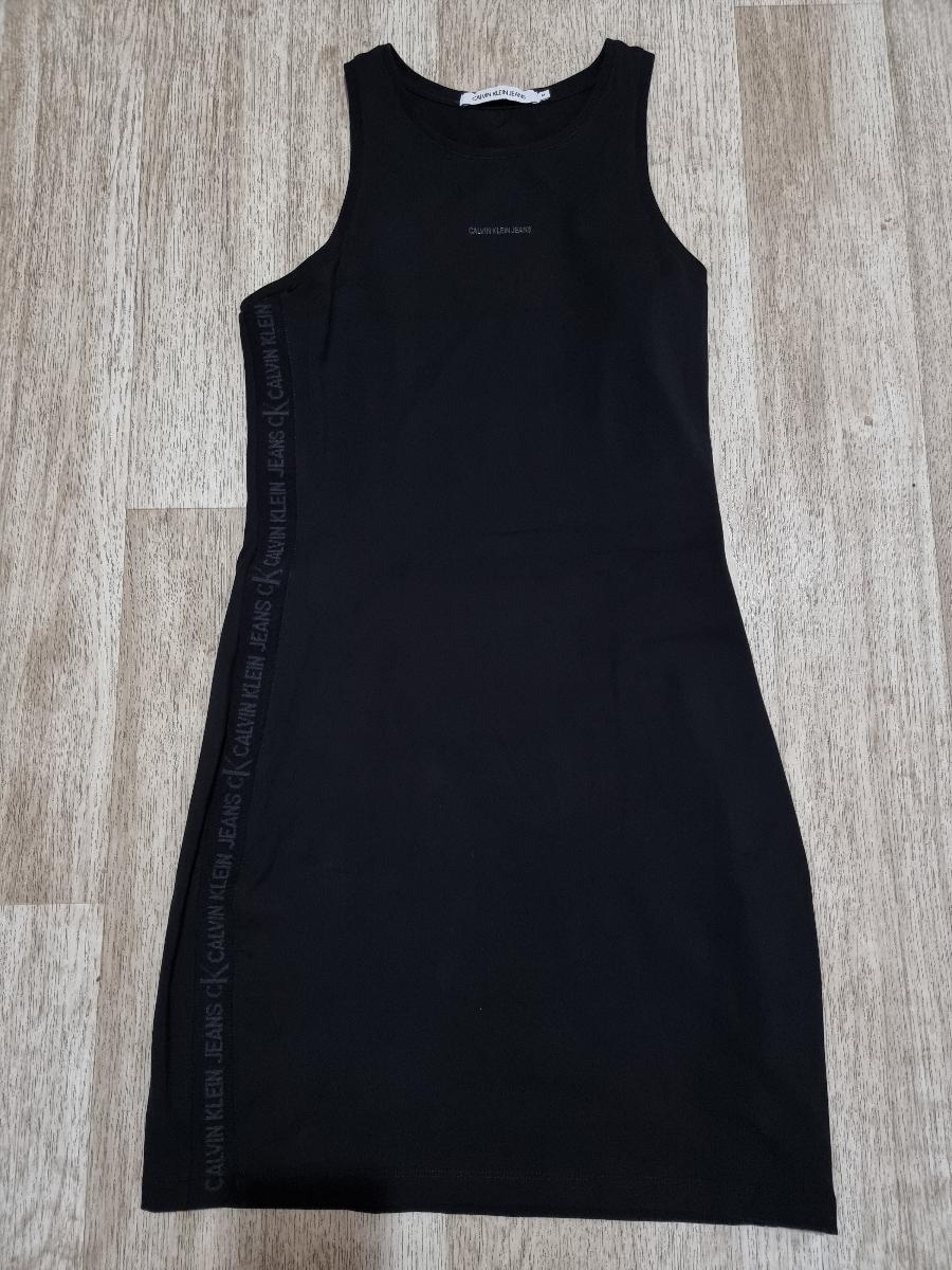 CALVIN KLEIN čierne šaty Logo Racer Back Dress veľ. M - Dámske oblečenie