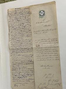 Žádost o zápis do pozemkové knihy v Plumlově roku 1873+kolek