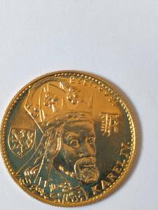 Nádherná zlatá mince Karel 4 1978
