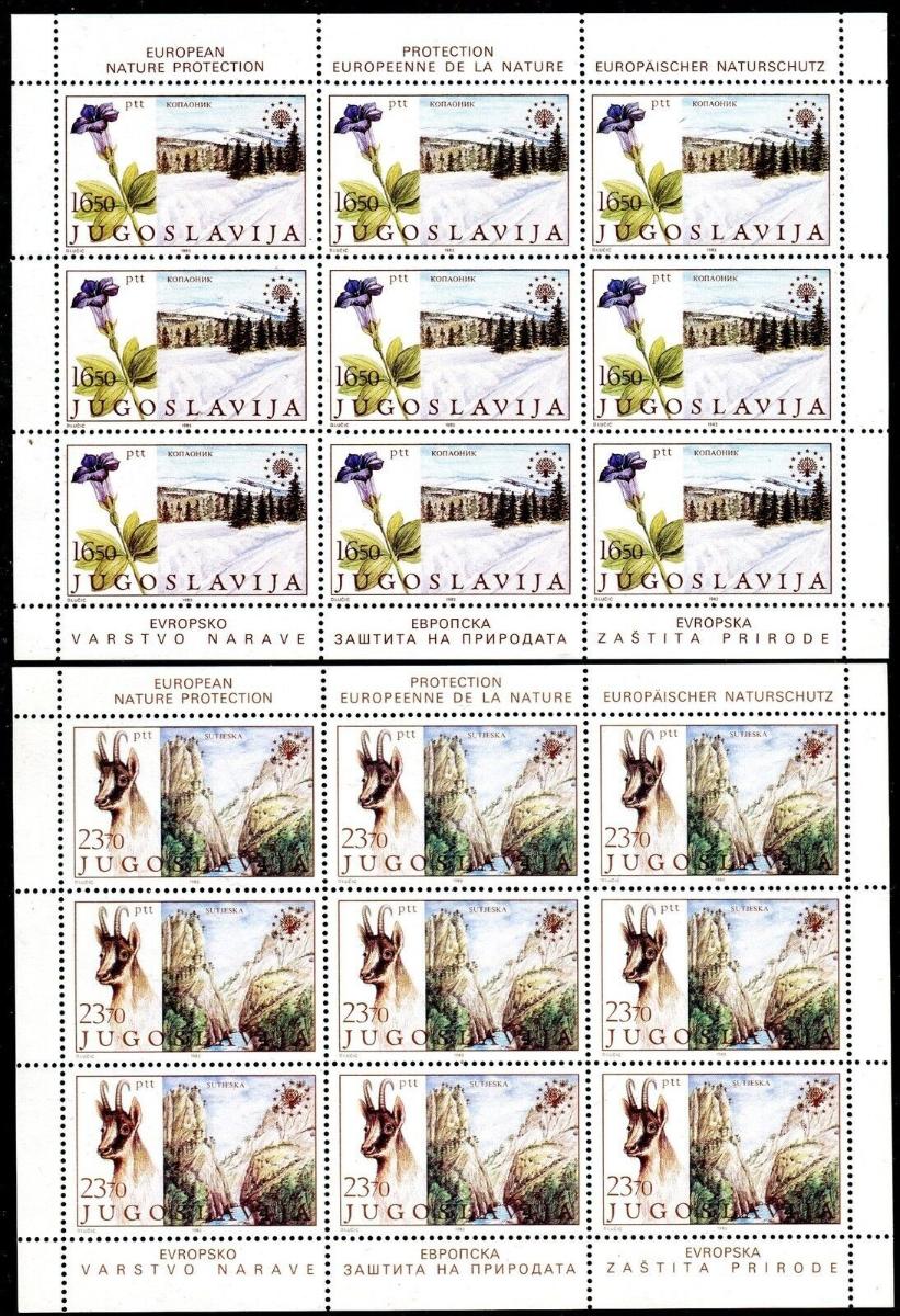 Juhoslávia 1983 Známky Aršík 2000-2001 ** národný park Zvieratá kvety - Známky