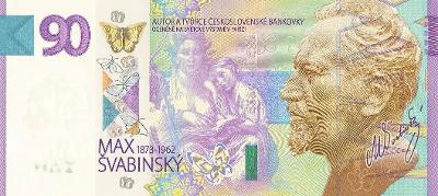 STÁTNÍ TISKÁRNA CENIN - pamětní list v podobě bankovky „Devadesátka“ 