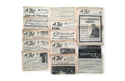 Staré noviny - T.G. MASARYK - UMRTÍ 1937 - 14 kusů