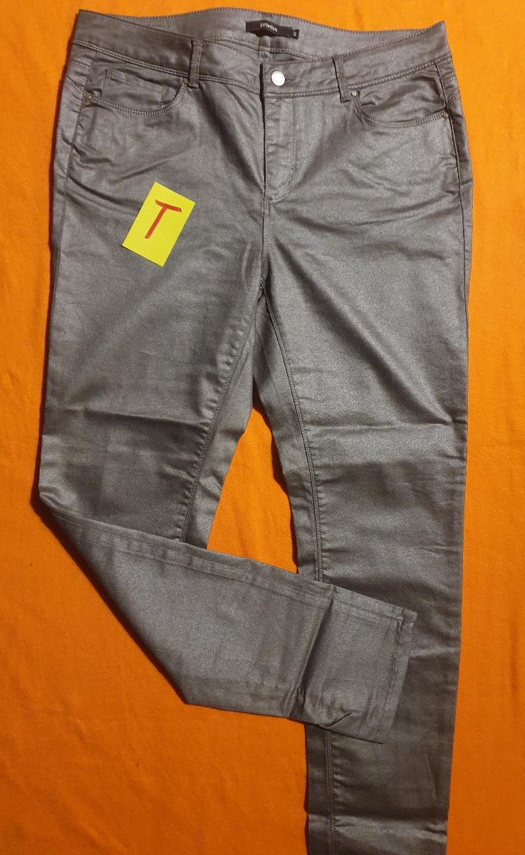 Moderné dámske elastické šedé nohavice L+Darček - Dámske oblečenie