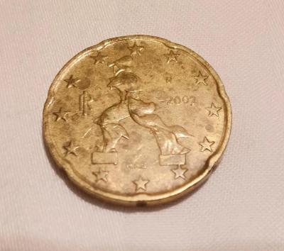 20 cent Euro 2002 Taliansko, chybné ,veľa chýb, vzácna minca