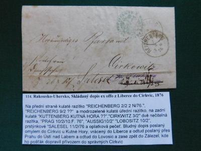 114.Rakousko-Uhersko, Skládaný dopis ex offo z Liberce ,"toulavý dopis