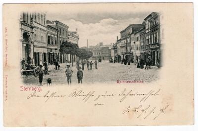 Šternberk Sternberg Rathhausstrasse ulice lidé 1897 Olomouc