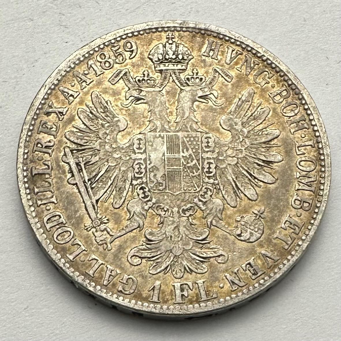Rakúsko Uhorsko FJI. 1 Zlatník 1859 A Viedeň patina - Numizmatika