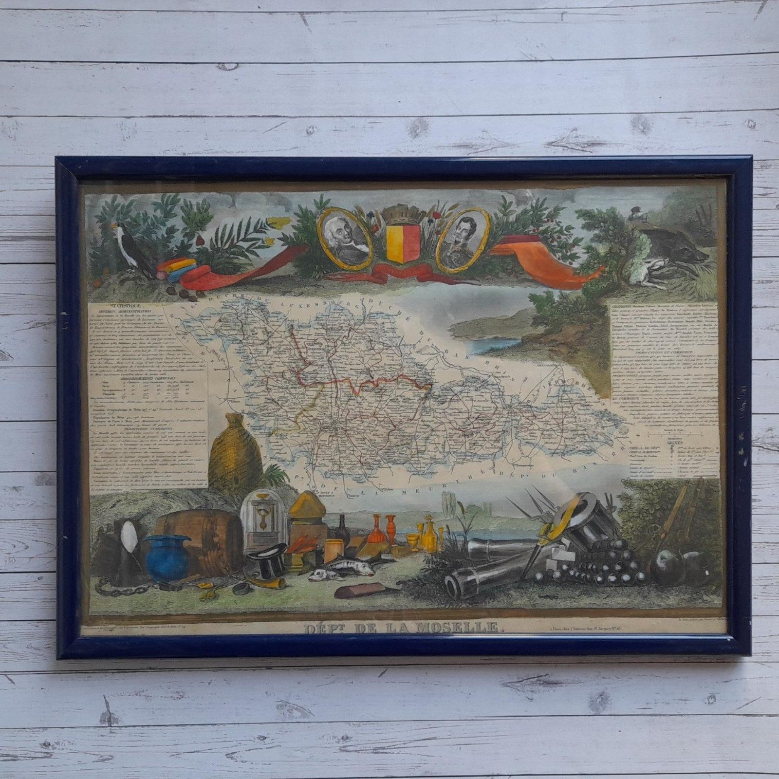 Starožitný mapa Francúzsko okres Moselle Bonapartika Litografia - Mapy a veduty Európa