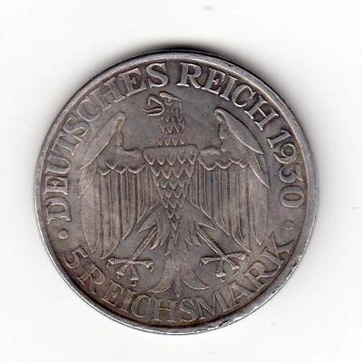 5 Říšských marek 1930 - pamětní mince k letu vzducholodě Zeppelin 1929