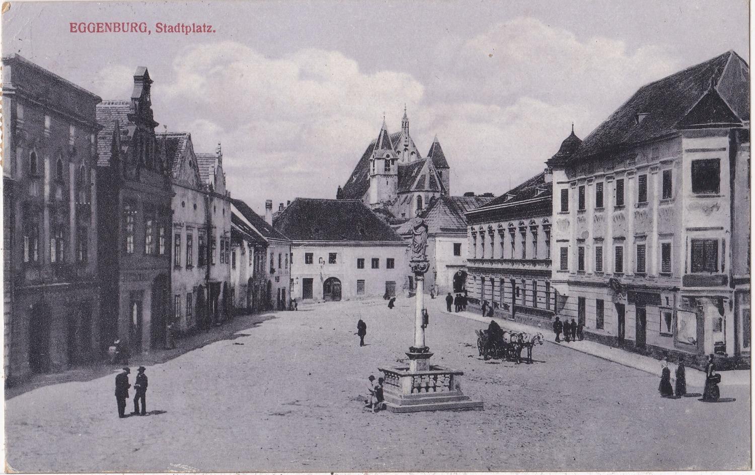 Eggenburg (Dolné Rakúsko), oživené námestie, prešli, 1917 - Pohľadnice