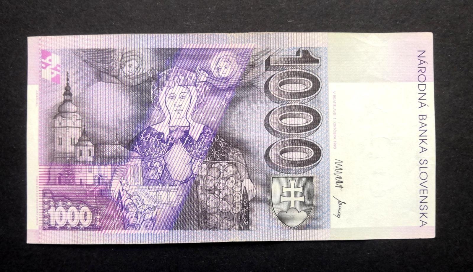 1000 korún 1993 , séria G v TOP  - Bankovky