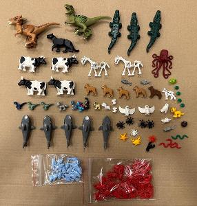 Lego Mix rôznych zvierat - vzácne kúsky, kravy, dinosaury...