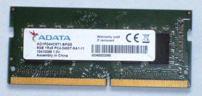 značková 8GB ADATA DDR4 SODIMM * AO1P24HC8T1-BPGS * memtest OK