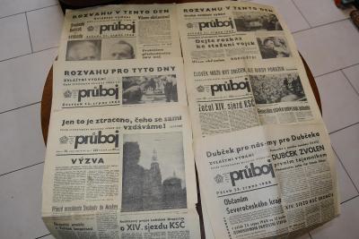 noviny Průboj + zvláštní vydání 21.8 - 24.8.1968 Severočeského kraje